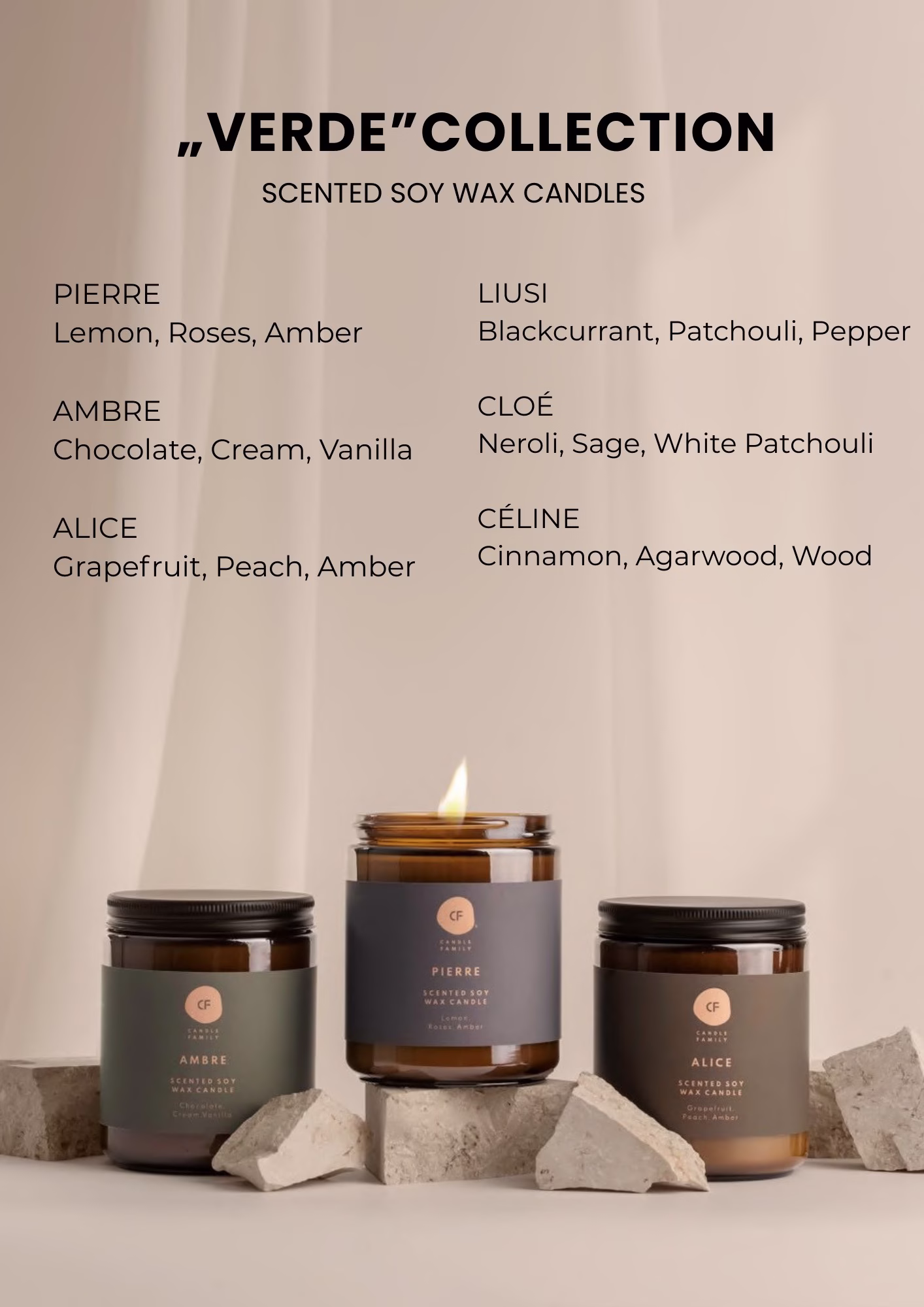 8 Scented soy wax candles